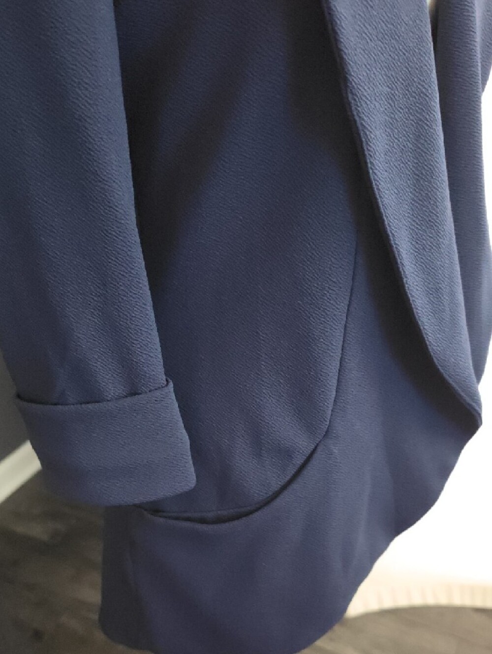 Tailored Navy Open-Front Blazer with Shawl Collar - Picture 5 of 5